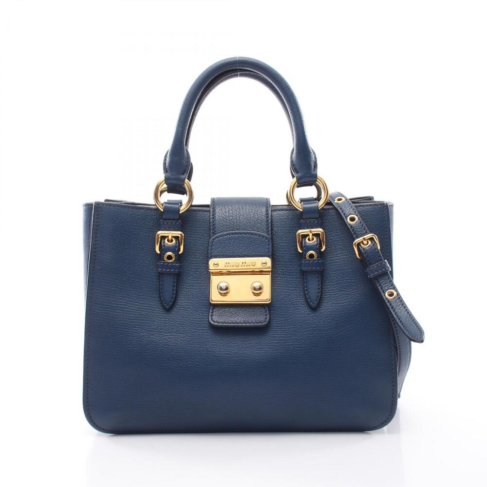 Miu Miu MADRAS Handbag leather blue